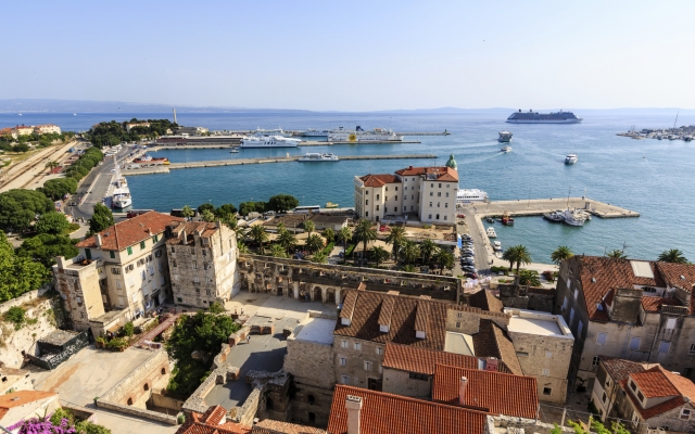 SPLIT, CROATIA - JULY 2: Aerial View on Diocletian Palace and Ci