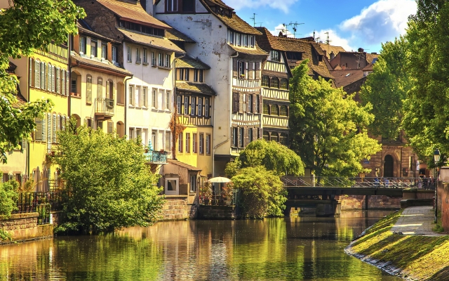 Strasbourg, water canal in Petite France area, Unesco site. Alsa