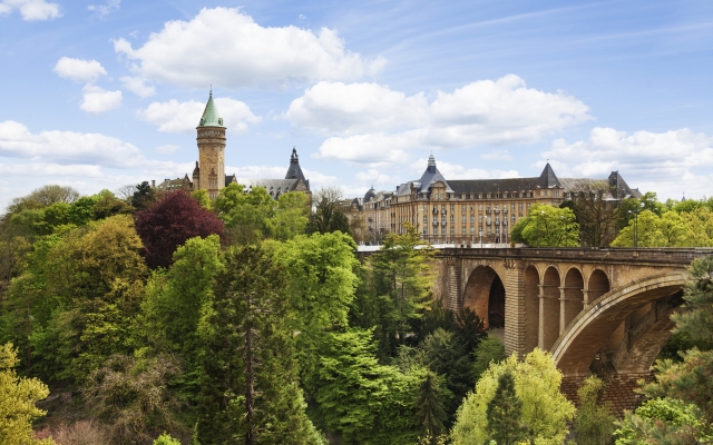 Pont Adolphe and State Saving Bank in  Luxemburg